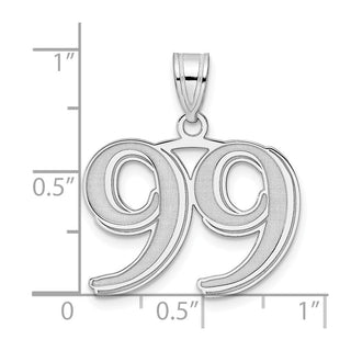 14k White Gold Polished Etched Number 99 Pendant