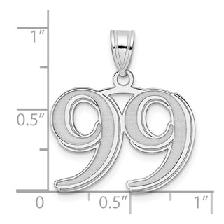 14k White Gold Polished Etched Number 99 Pendant