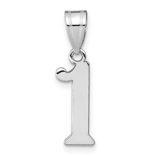 14k White Gold Polished Number 1 Pendant WAPN01