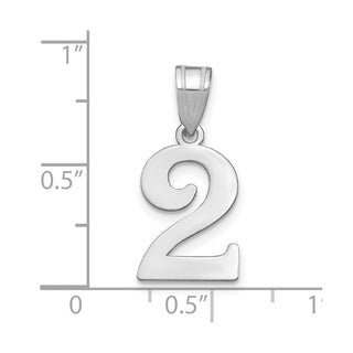 14k White Gold Polished Number 2 Pendant WAPN02