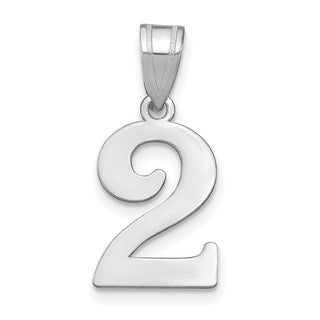 14k White Gold Polished Number 2 Pendant WAPN02