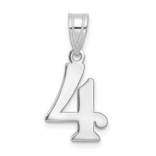 14k White Gold Polished Number 4 Pendant WAPN04