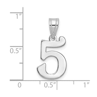 14k White Gold Polished Number 5 Pendant WAPN05