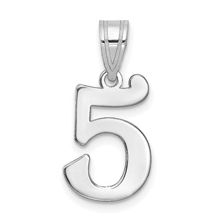 14k White Gold Polished Number 5 Pendant WAPN05