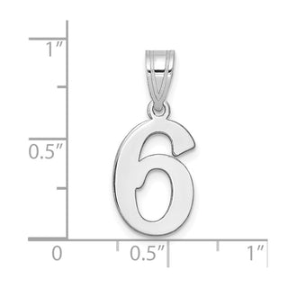 14k White Gold Polished Number 6 Pendant WAPN06