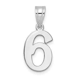 14k White Gold Polished Number 6 Pendant WAPN06