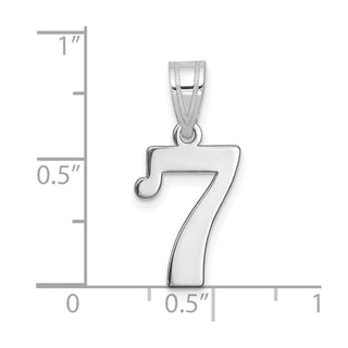 14k White Gold Polished Number 7 Pendant WAPN07