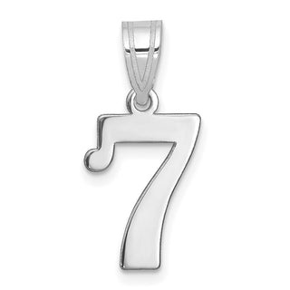 14k White Gold Polished Number 7 Pendant WAPN07