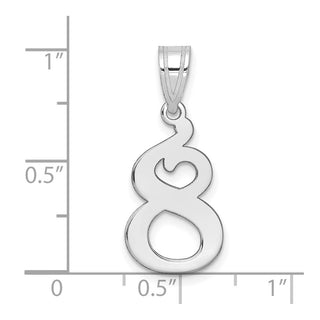 14k White Gold Polished Number 8 Pendant WAPN08