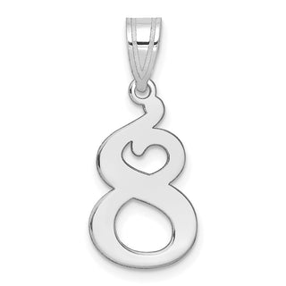 14k White Gold Polished Number 8 Pendant WAPN08