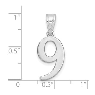 14k White Gold Polished Number 9 Pendant WAPN09