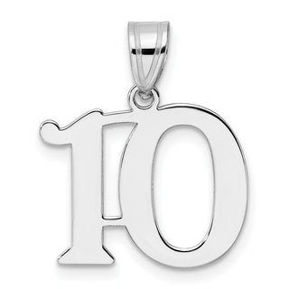 14k White Gold Polished Number 10 Pendant WAPN10