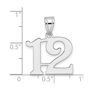 14k White Gold Polished Number 12 Pendant WAPN12