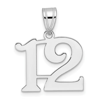14k White Gold Polished Number 12 Pendant WAPN12