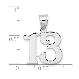 14k White Gold Polished Number 13 Pendant WAPN13