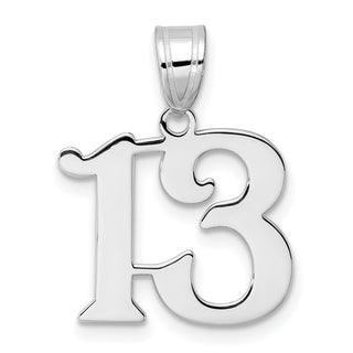 14k White Gold Polished Number 13 Pendant WAPN13