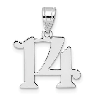 14k White Gold Polished Number 14 Pendant