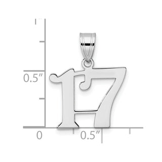 14k White Gold Polished Number 17 Pendant