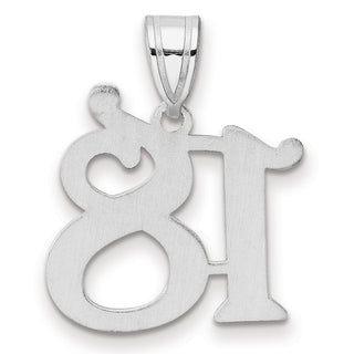 14k White Gold Polished Number 18 Pendant