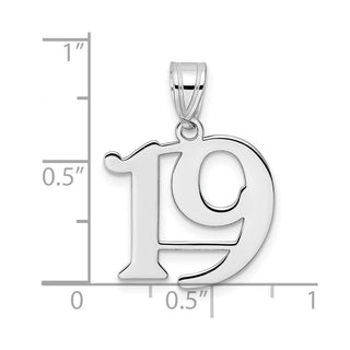 14k White Gold Polished Number 19 Pendant