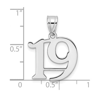 14k White Gold Polished Number 19 Pendant