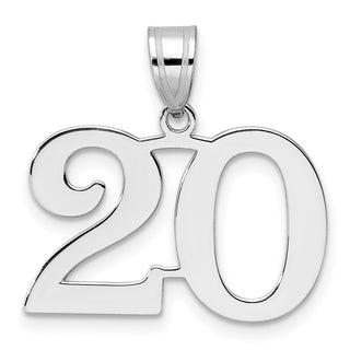 14k White Gold Polished Number 20 Pendant WAPN20