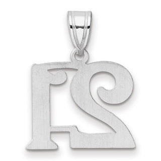 14k White Gold Polished Number 21 Pendant WAPN21