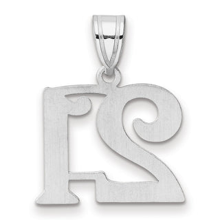 14k White Gold Polished Number 21 Pendant WAPN21