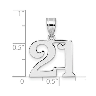 14k White Gold Polished Number 21 Pendant WAPN21