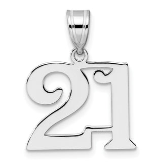 14k White Gold Polished Number 21 Pendant WAPN21