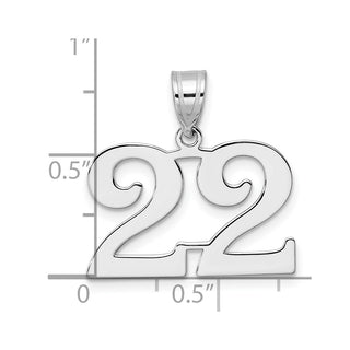 14k White Gold Polished Number 22 Pendant