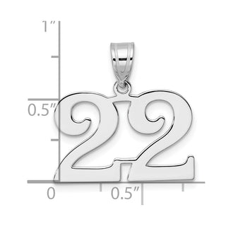 14k White Gold Polished Number 22 Pendant