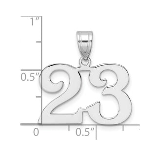 14k White Gold Polished Number 23 Pendant