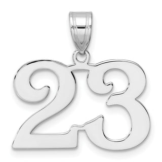 14k White Gold Polished Number 23 Pendant