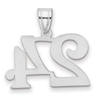 14k White Gold Polished Number 24 Pendant