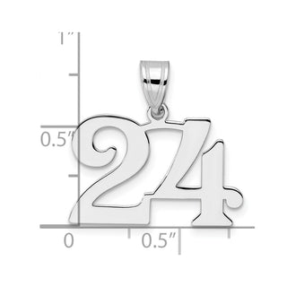 14k White Gold Polished Number 24 Pendant