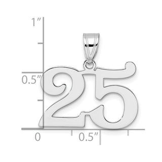 14k White Gold Polished Number 25 Pendant WAPN25