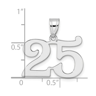 14k White Gold Polished Number 25 Pendant WAPN25