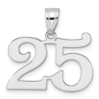 14k White Gold Polished Number 25 Pendant WAPN25