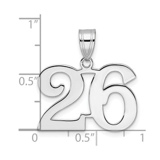 14k White Gold Polished Number 26 Pendant