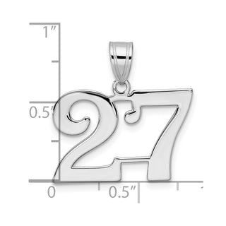 14k White Gold Polished Number 27 Pendant