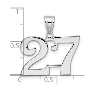 14k White Gold Polished Number 27 Pendant