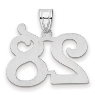 14k White Gold Polished Number 28 Pendant