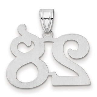 14k White Gold Polished Number 28 Pendant