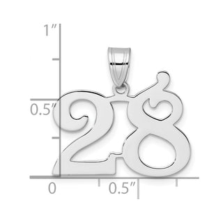 14k White Gold Polished Number 28 Pendant