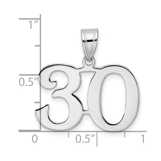 14k White Gold Polished Number 30 Pendant