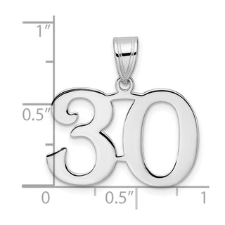 14k White Gold Polished Number 30 Pendant