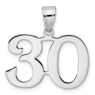 14k White Gold Polished Number 30 Pendant