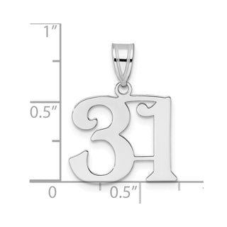 14k White Gold Polished Number 31 Pendant
