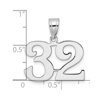 14k White Gold Polished Number 32 Pendant